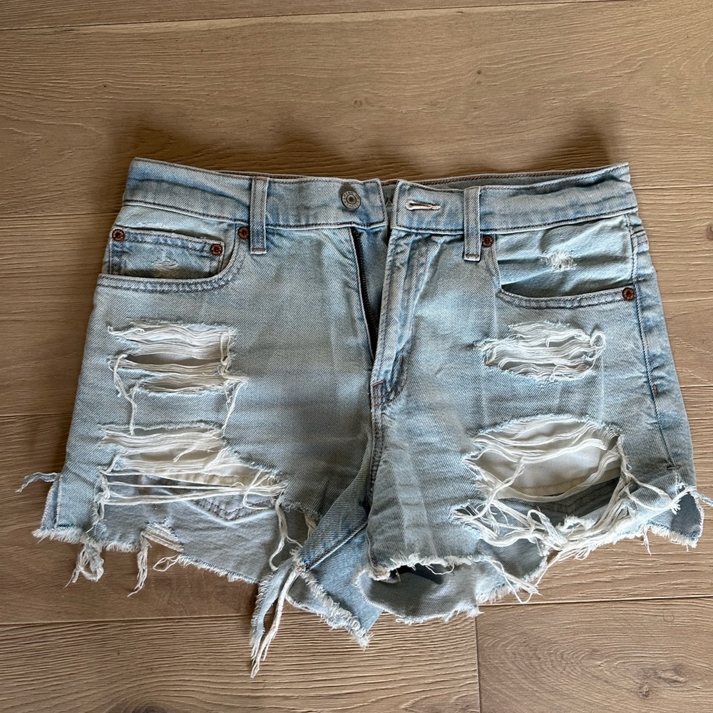 American Eagle Blue Distressed Jean Shorts